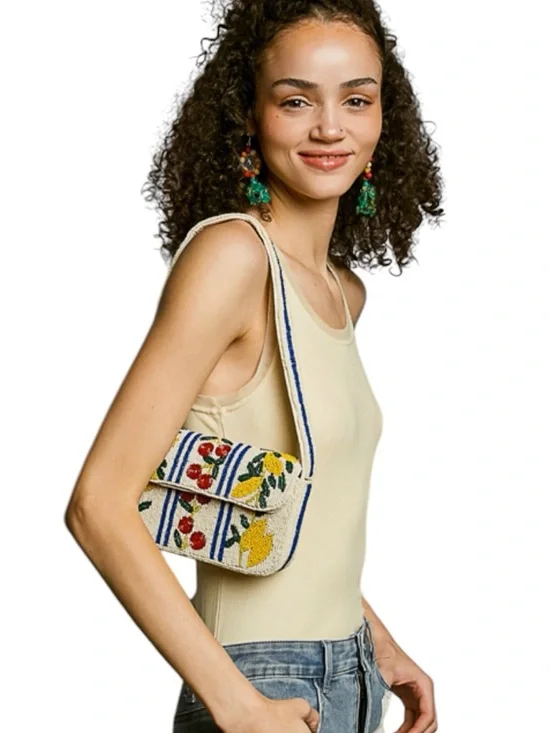 PB19: POL NEW BEADED BAG (R19 IVORY MULTI) - Picture 1 of 2